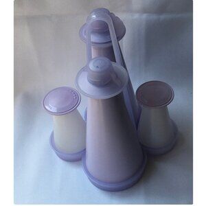 Tupperware Impressions Condiment Cruet Caddy Set Oil Vinegar Salt &  Pepper Set